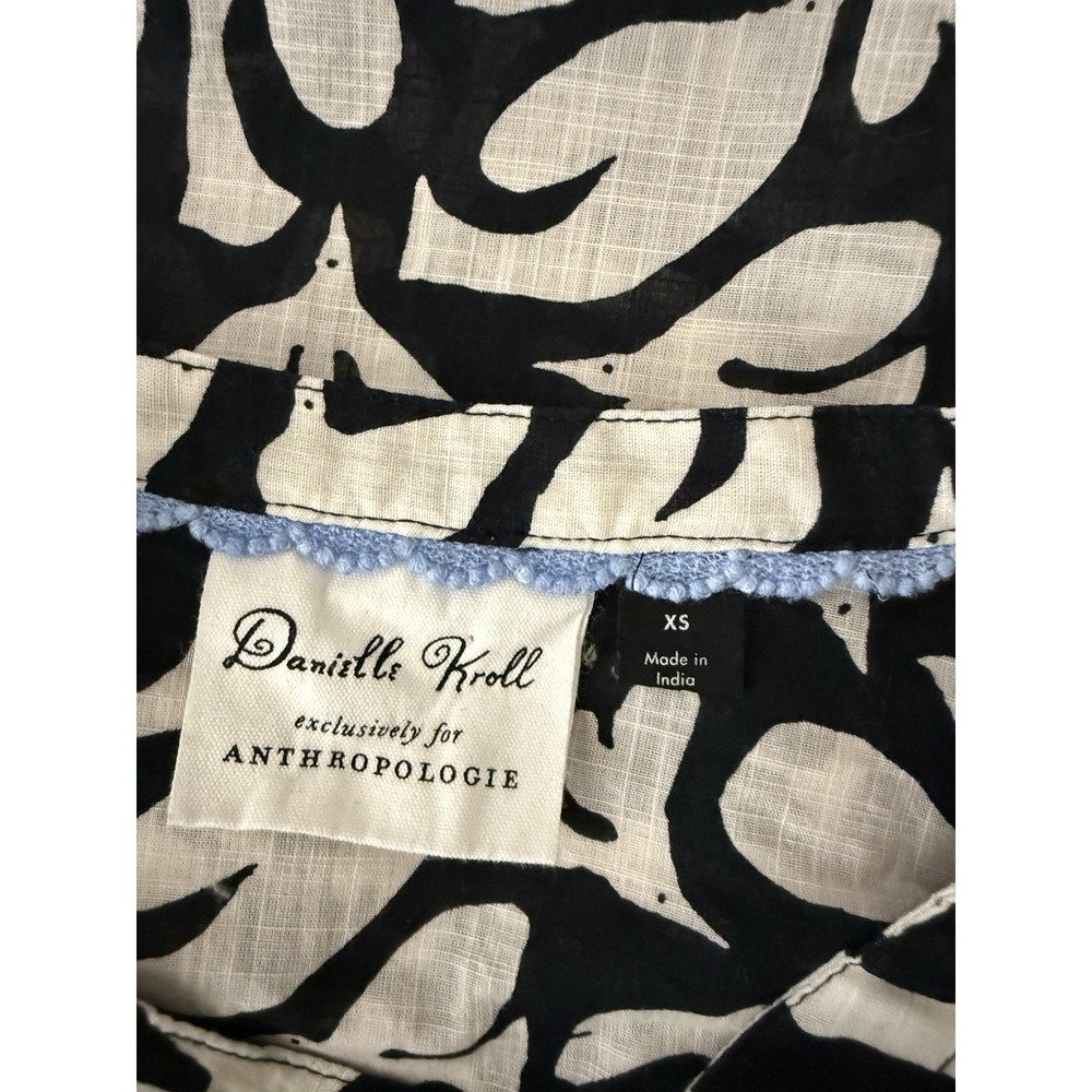 Danielle Knoll x Anthropologie Cotton Bird Print Puff Sleeve Blouse Size XS - Picture 5 of 8